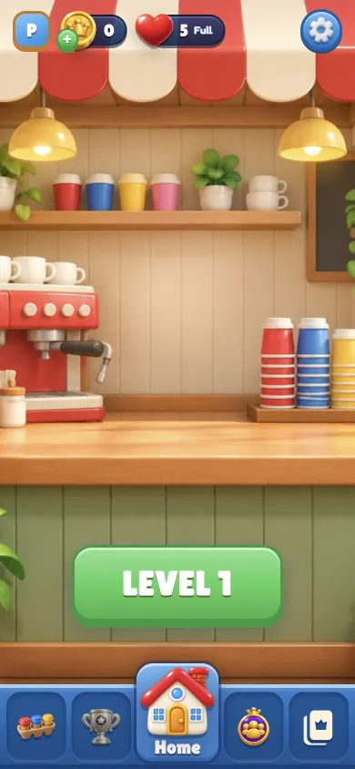The coffee look's home screen