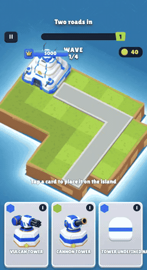 Tower defense gameplay: Place and upgrade towers to stop enemy waves before they reach the end.