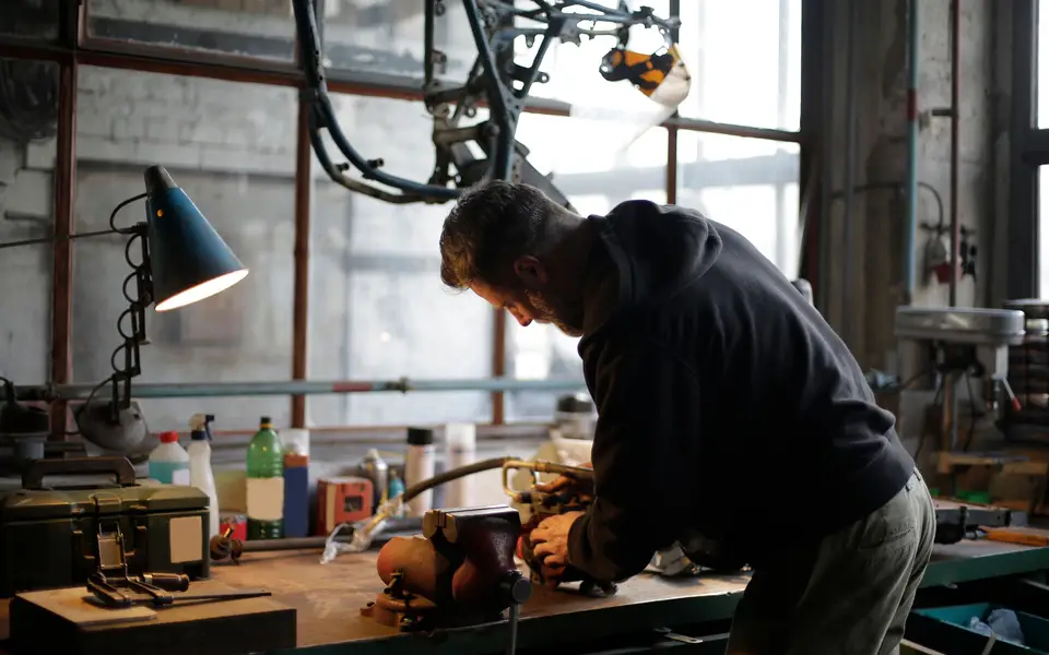 Resident maker space with workbench