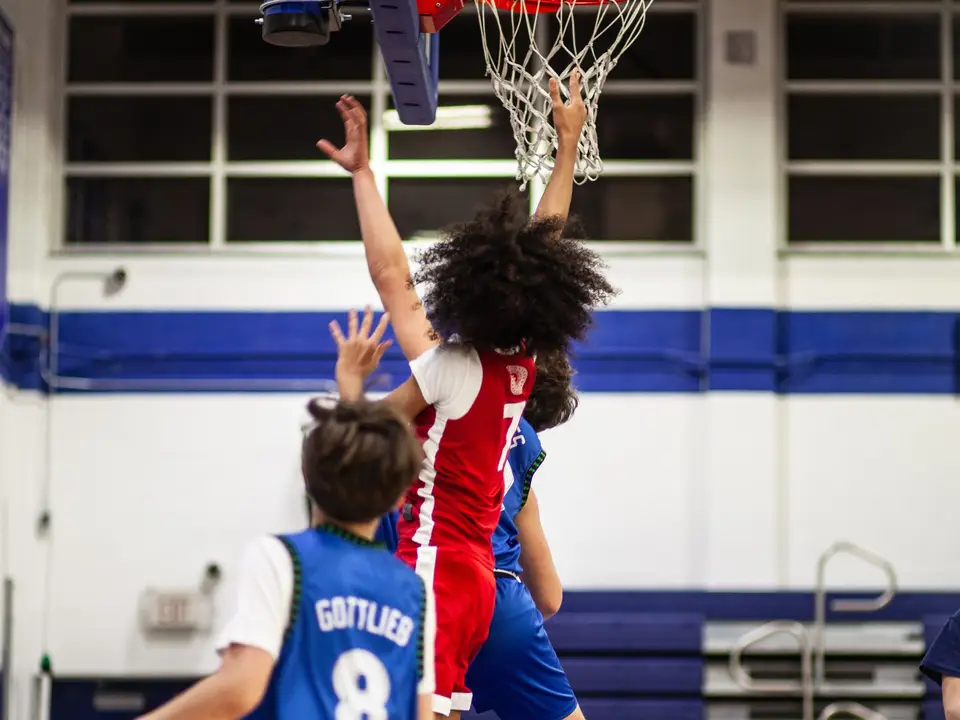 Youth basketball game in the gym