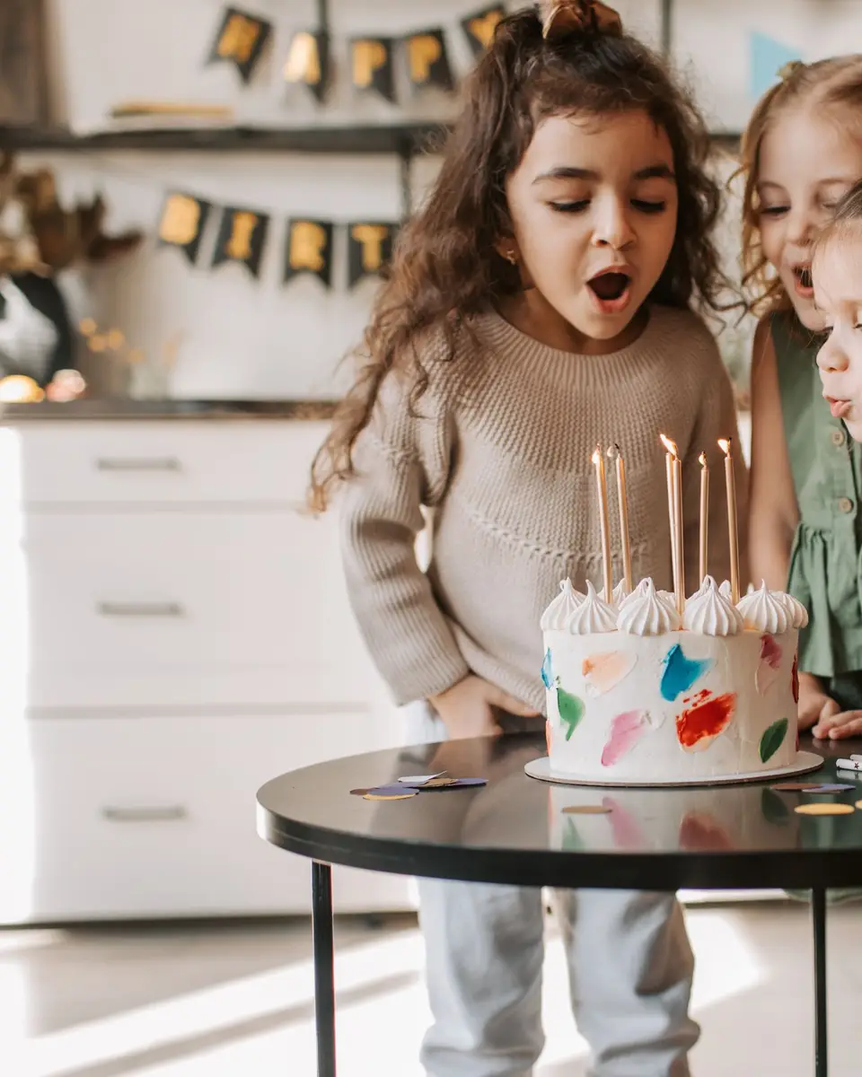 Girls blowing out birthday candles