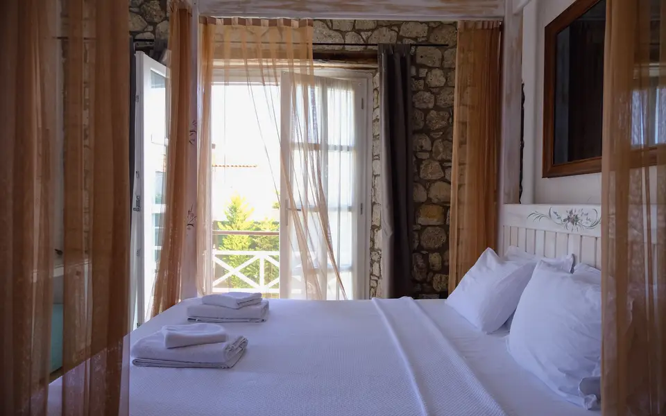 Stone-walled hotel room