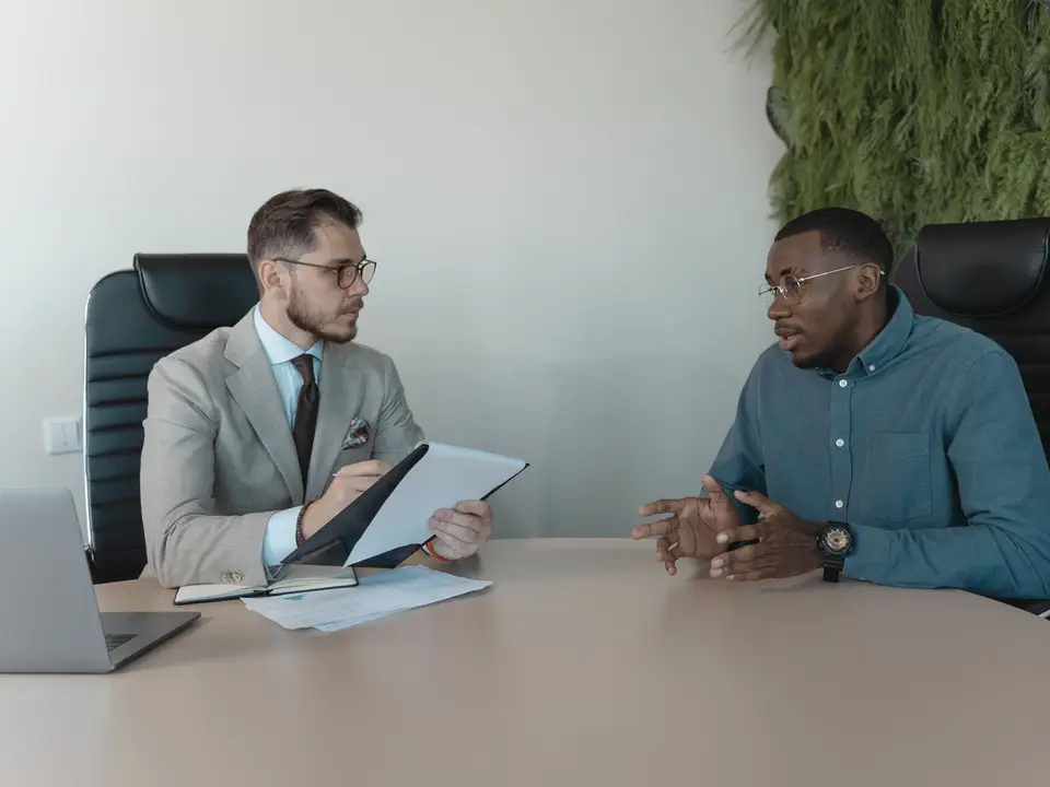 Job interview discussion in a contemporary office