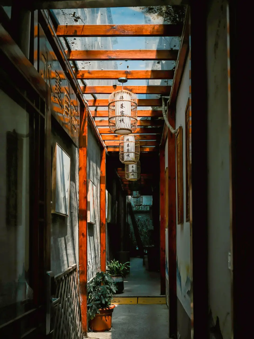 Lotus Lantern lantern corridor leading to treatment rooms.