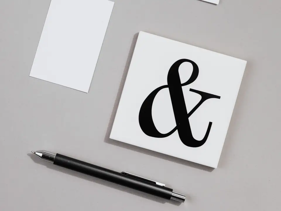 Stationery cards with a large ampersand
