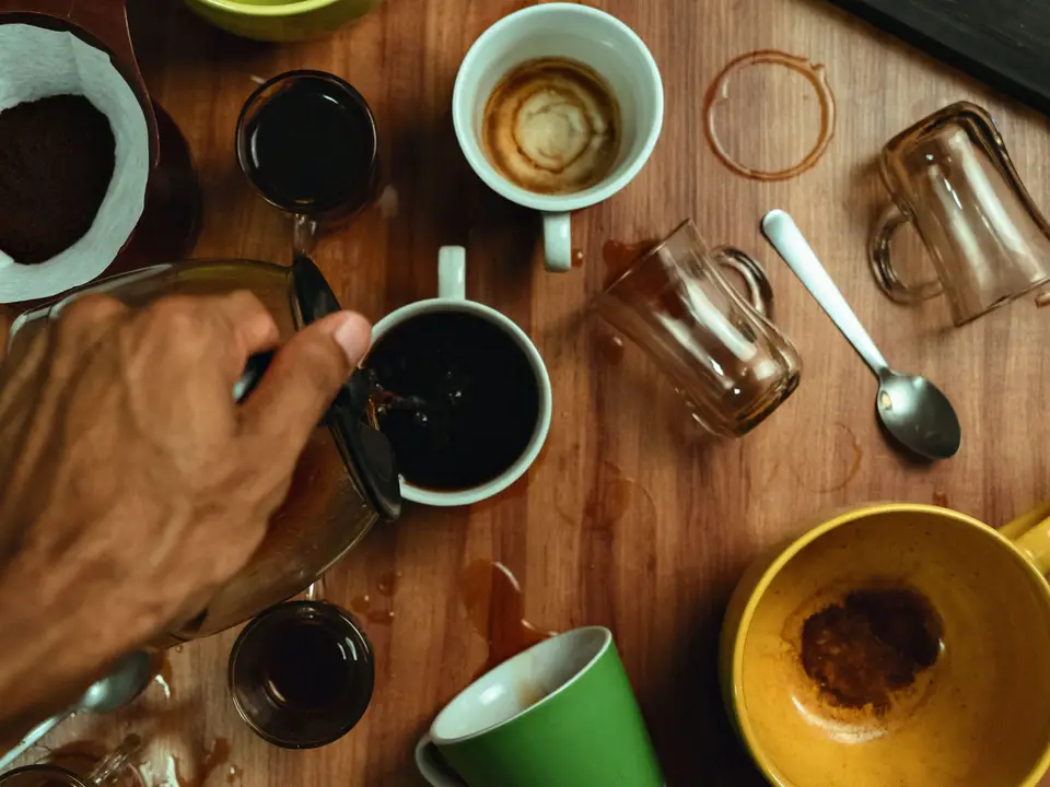 Row of cupping bowls on a table