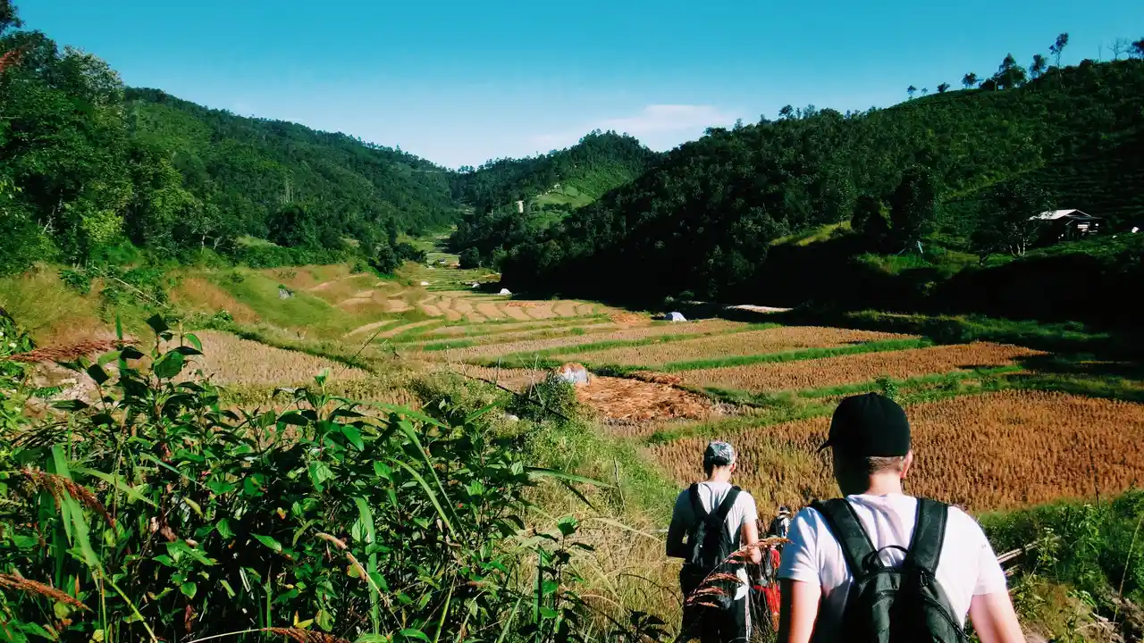 Stewardship walk through protected farmland in the hills