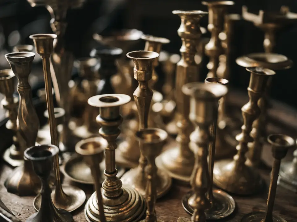 Brass and silver candle holders