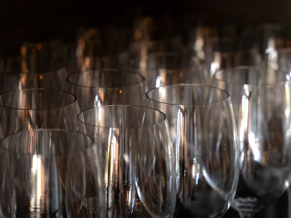 Rows of wine glasses