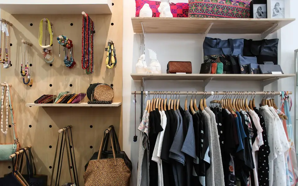 Organized wardrobe with color-coordinated clothing