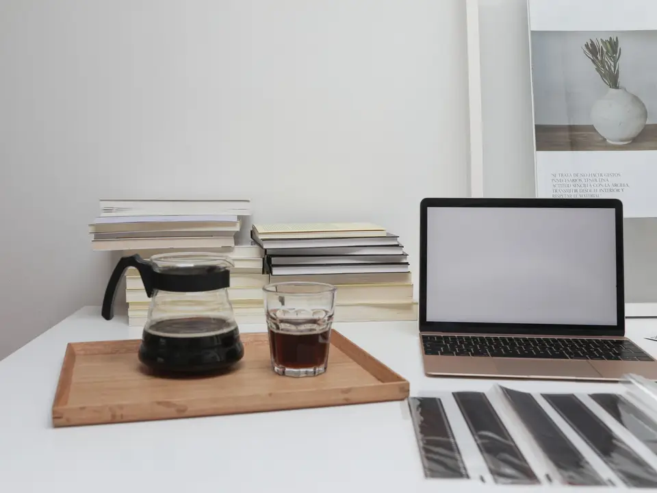 Breakfast flat lay on a balcony table
