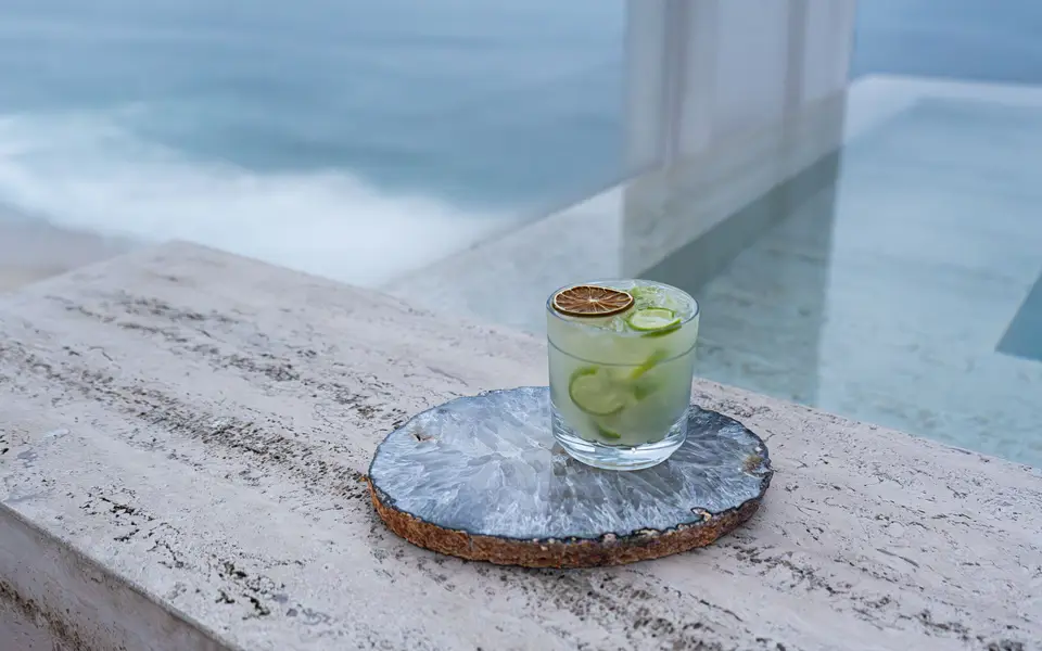 Rooftop terrace with ocean horizon