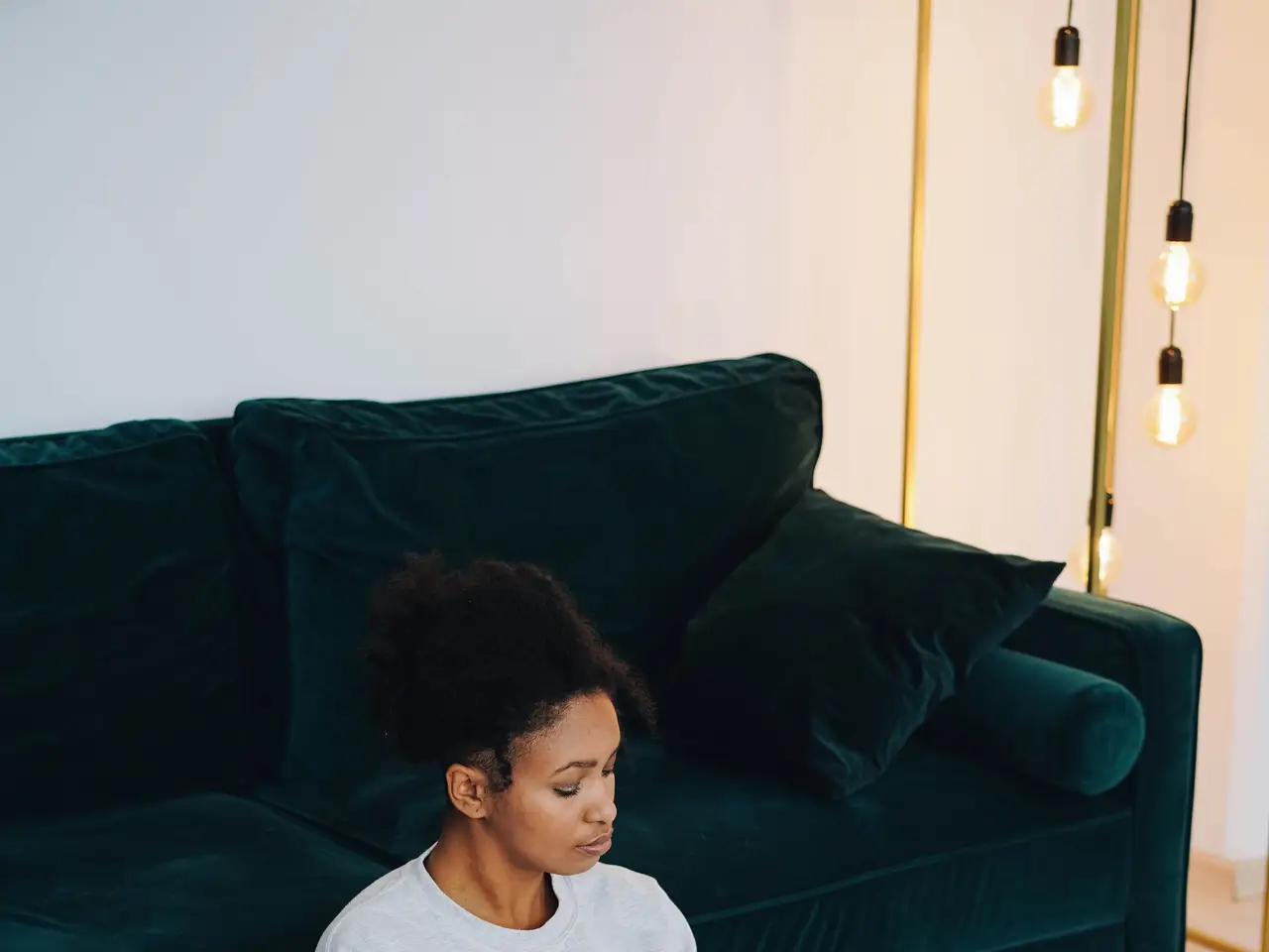 Woman using a laptop for online learning at home
