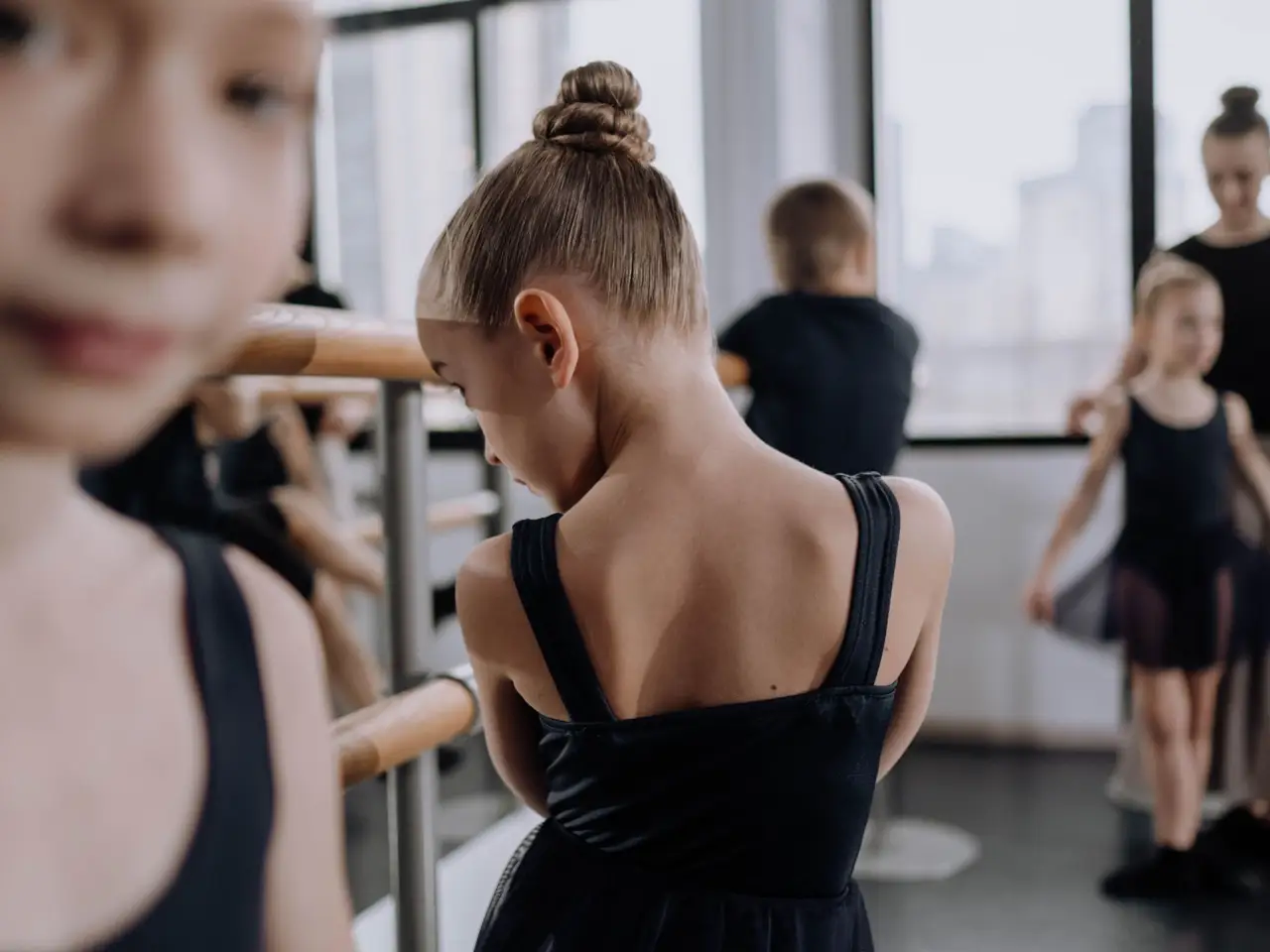 Children learning ballet