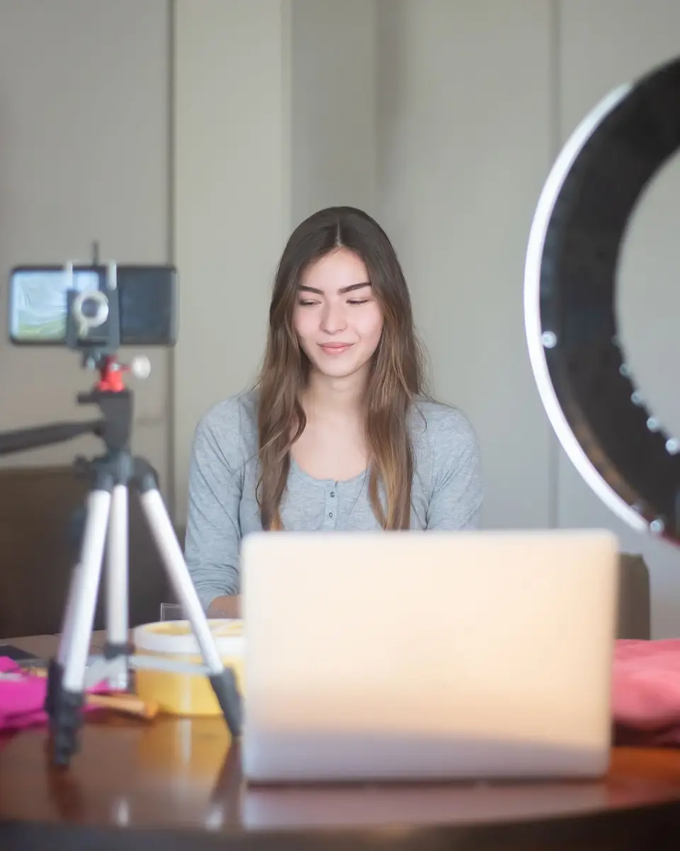 Filming a video with a ring light