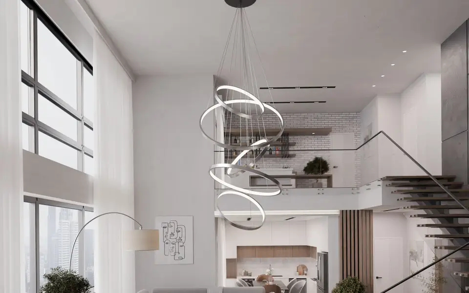 Modern duplex with contrasting paint colors