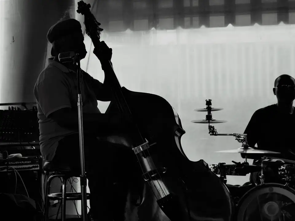 Small stage with upright bass