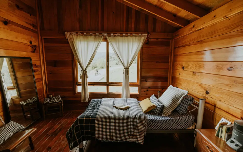 Primary bedroom with morning light
