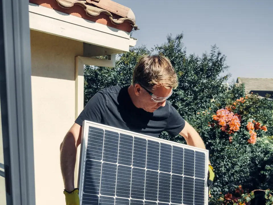 Solar inverter and electrical equipment on a wall