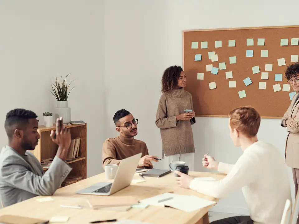 Founder presenting to investors in a quiet boardroom