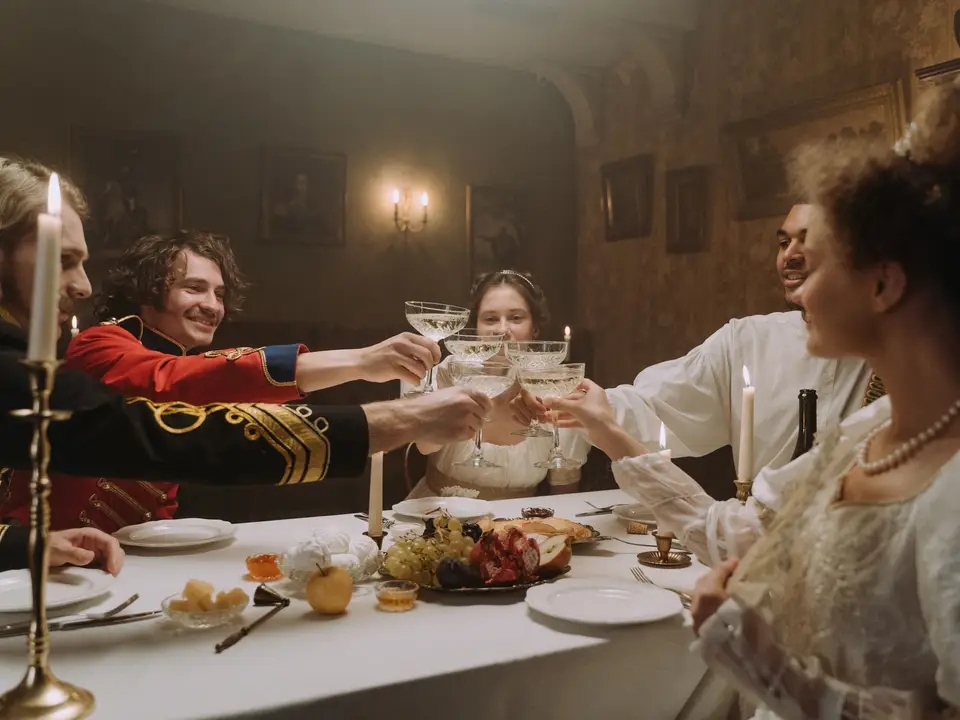 Volunteers toasting at a recognition dinner