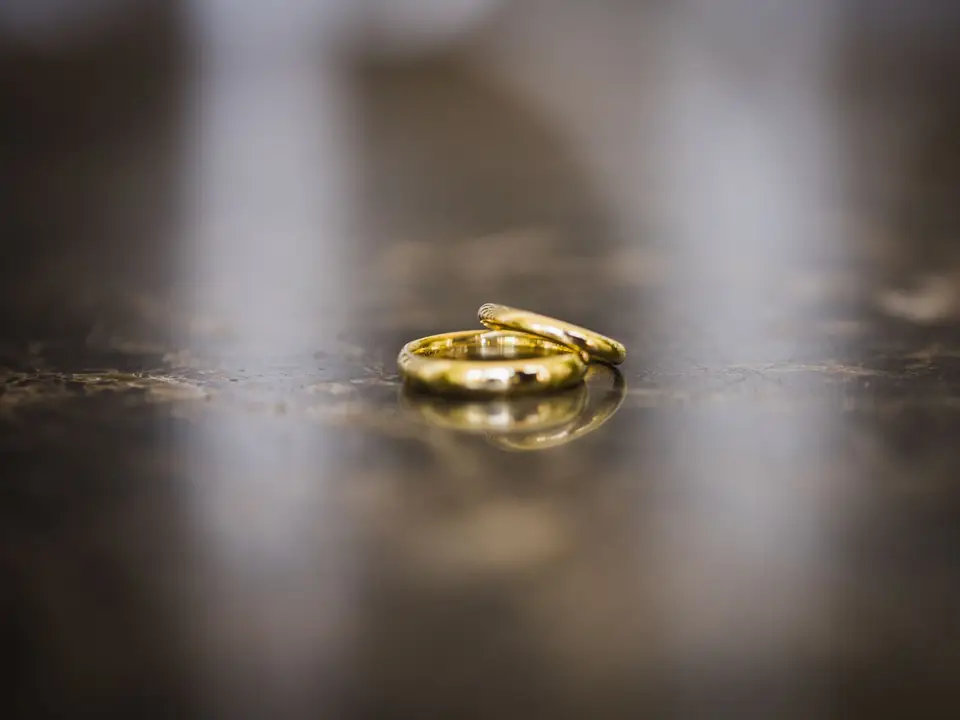 Gold rings on marble