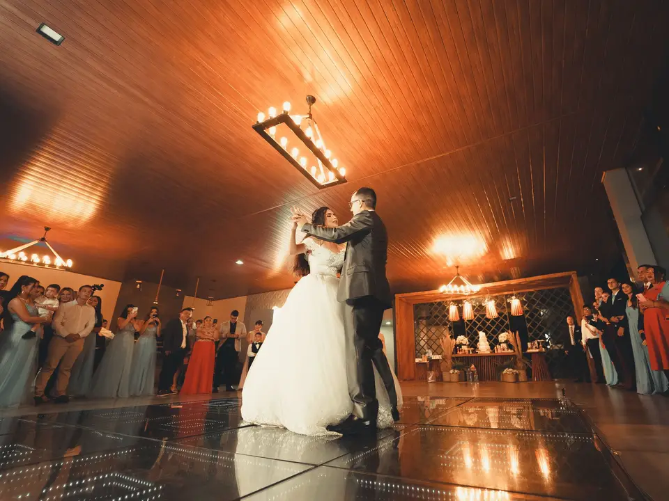 First dance surrounded by guests