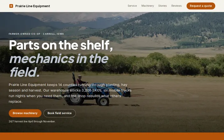 Agricultural Equipment Supplier website template preview
