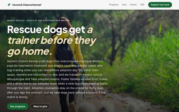 Animal Rescue Organization website template preview