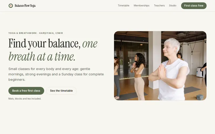 Balance Flow Yoga website template preview