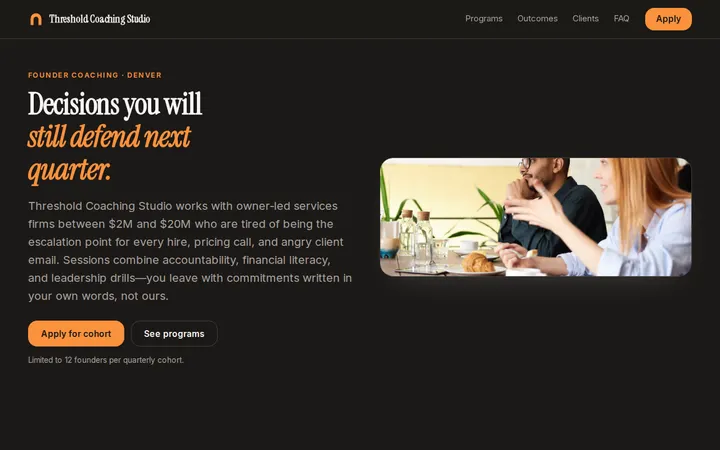 Threshold Coaching Studio website template preview