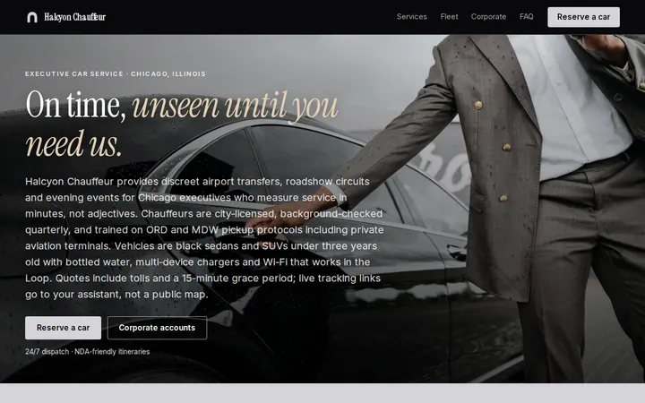 Chauffeur Service website template preview