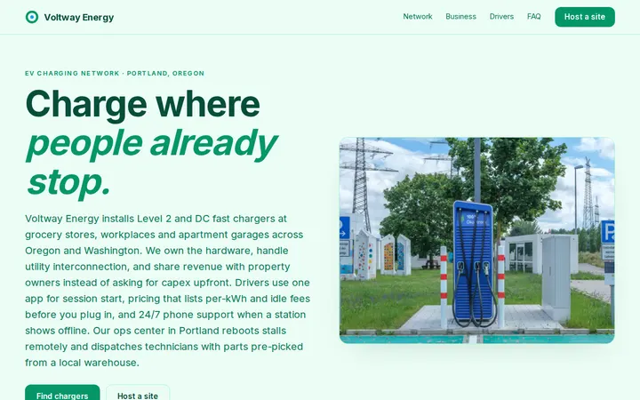 EV Charging Company website template preview