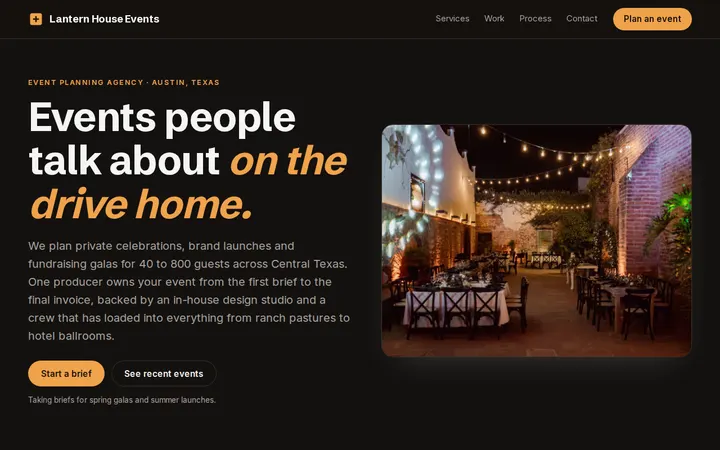 Event Planning Agency website template preview