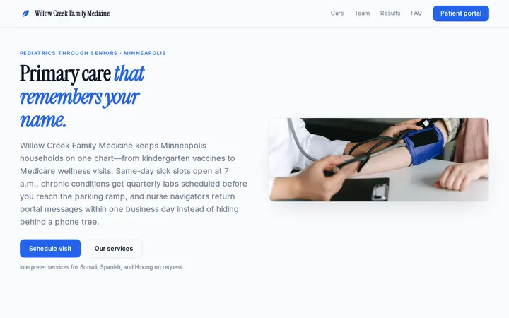 Family Medical Center website template preview