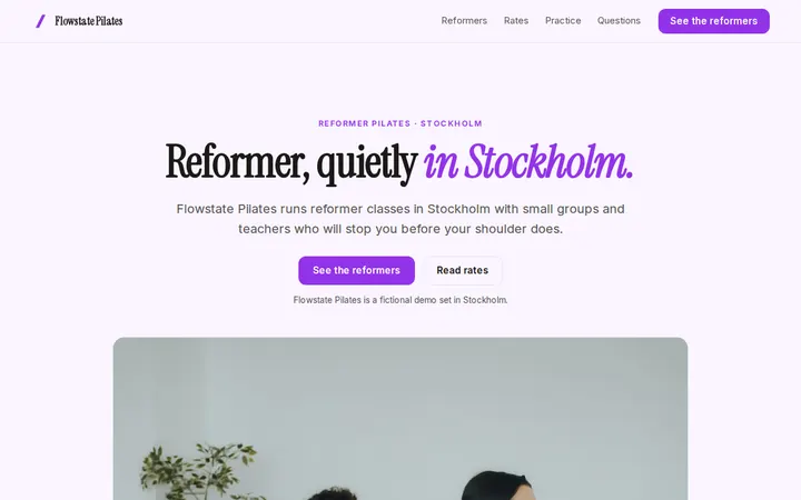 Flowstate Pilates website template preview