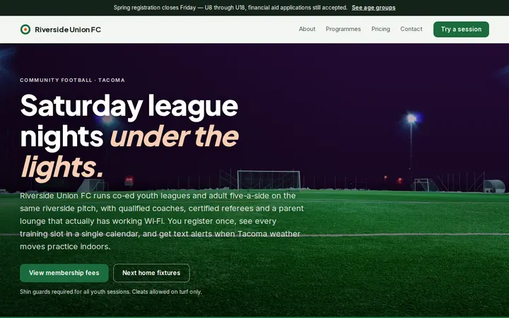Football Club website template preview