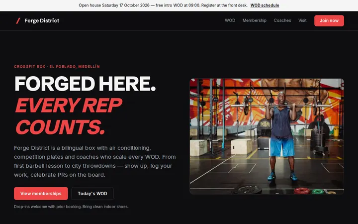 Forge District website template preview