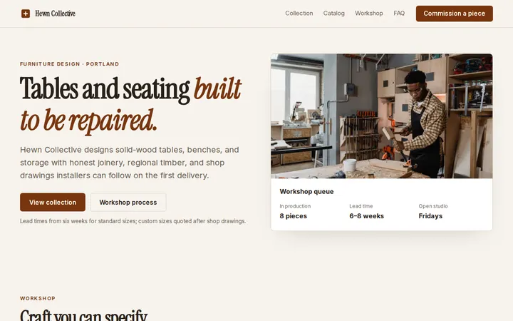 Furniture Design Studio website template preview