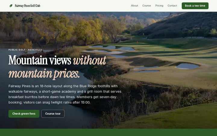 Golf Club website template preview