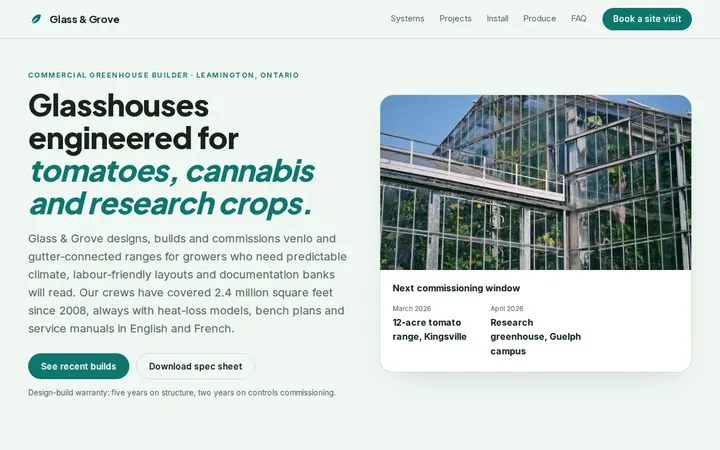 Greenhouse Company website template preview