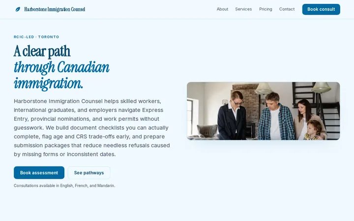 Immigration Consulting website template preview