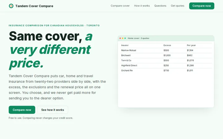 Insurance Comparison website template preview