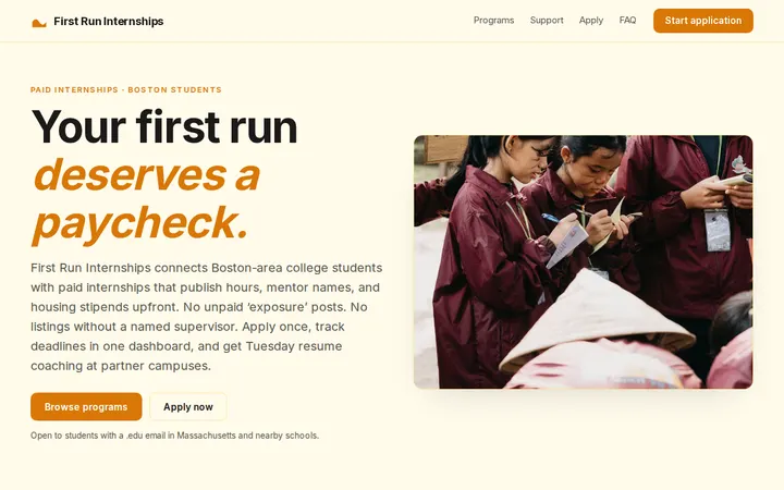 Internship Board website template preview