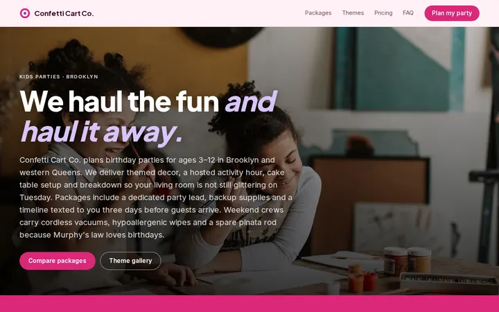 Kids Party Planner website template preview