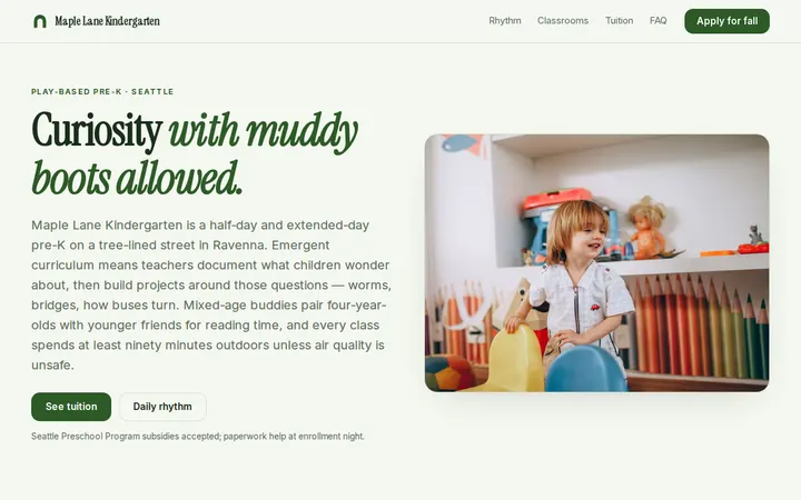 Kindergarten website template preview