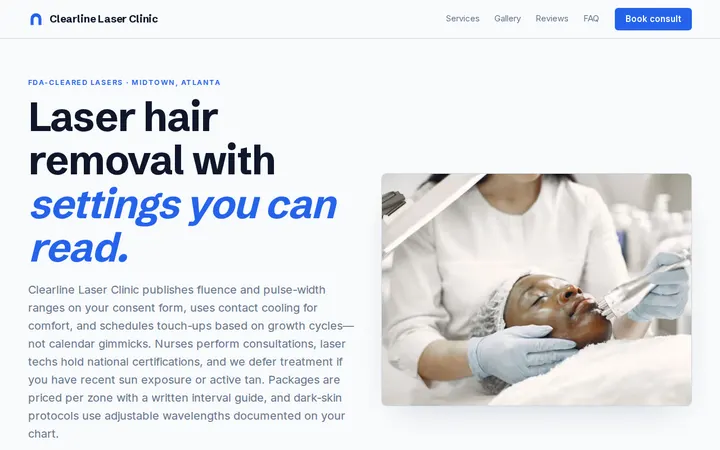 Laser Hair Removal Clinic website template preview