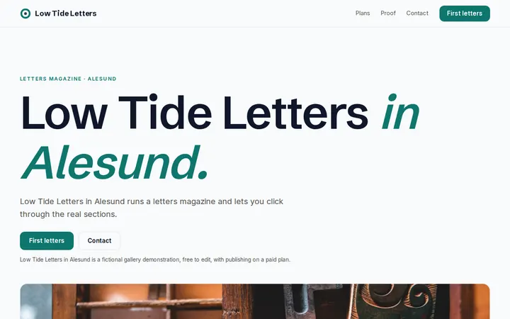 Low Tide Letters website template preview