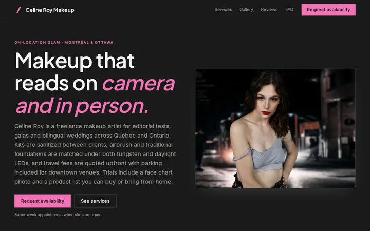 Makeup Artist website template preview