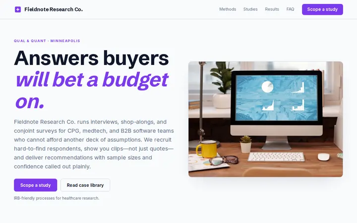 Fieldnote Research Co. website template preview